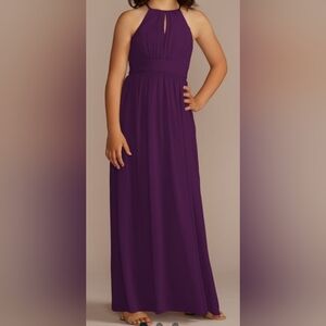 Women's 0 David's Bridal Chiffon high neck bridesmaid dress